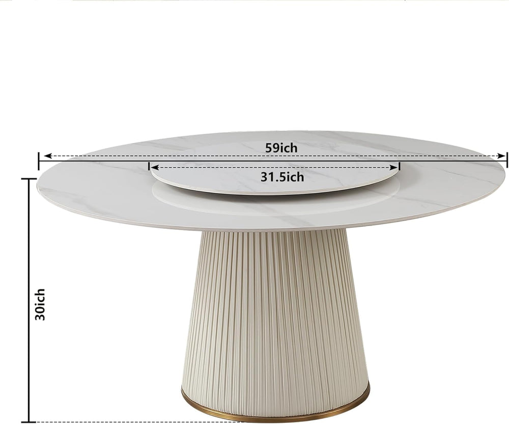 Round Marble Dining Table, Dining Table Faux Marble Stone Top Dining Room Set...