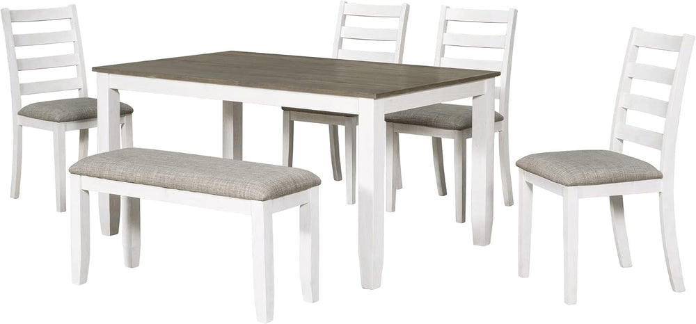 Harper & Bright Designs Rustic 6-Piece Dining Set with Table, 4 Upholster...