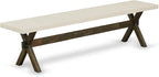 East West Furniture X727MZ748-6 6 Piece Dining Table Set Contains a Rectangle Kitchen Table with X-Legs and 4 Coffee Linen Fabric Upholstered Chairs with a Bench, 40x72 Inch, Multi-Color