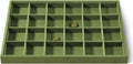 Velvet Stackable Jewelry Display Tray, 24 Grid Earring Ring Storage Tray, Drawer Divider Jewelry Accessories Organizer Plate (Olive Green)