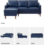 Kingfun 88" L-Shape Sofa, Chenille Sectional Couch, Mid Century Modern Couches with Solid Wood Frame for Living Room & Bedroom, Royal Blue
