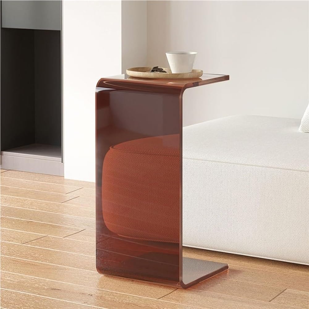 C-Shaped Acrylic End Table, Clear Side Table, Minimalist Rectangle Coffee Tab...