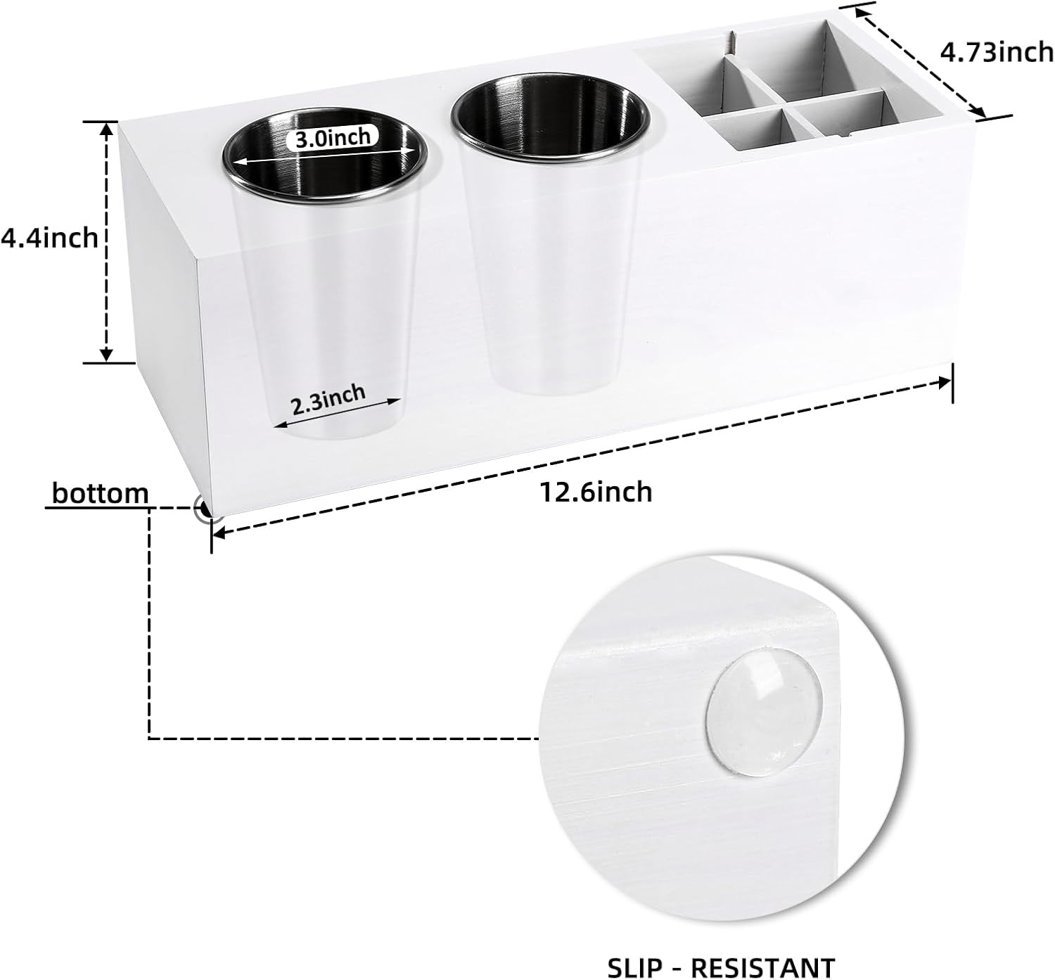 Hair Dryer Countertop Holder, Hair Tool Organizer Wall Mount, Blow Dryer Holder Cabinet Door Organizer, Bathroom Countertop Blow Dryer Holder and Curling Iron Holder (Cedar Wood, White)