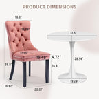 SoarFlash Kitchen Table and Chairs for 2, 31.5" Dining Table Set for 2 with Velvet Upholstered Chairs, 3 Piece Round Kitchen Table Set, Dining Room Table Set for Small Space, Apartment, Pink/White
