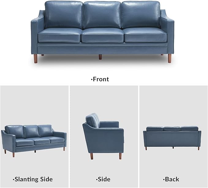 Kingfun Living Room Furniture Sets, 3 Seater Couch and Loveseat, Mid Century Modern Sofa Set, Chenille Couch with Solid Wood Frame for Living Room & Bedroom, Blue