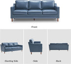 Kingfun Living Room Furniture Sets, 3 Seater Couch and Loveseat, Mid Century Modern Sofa Set, Chenille Couch with Solid Wood Frame for Living Room & Bedroom, Blue