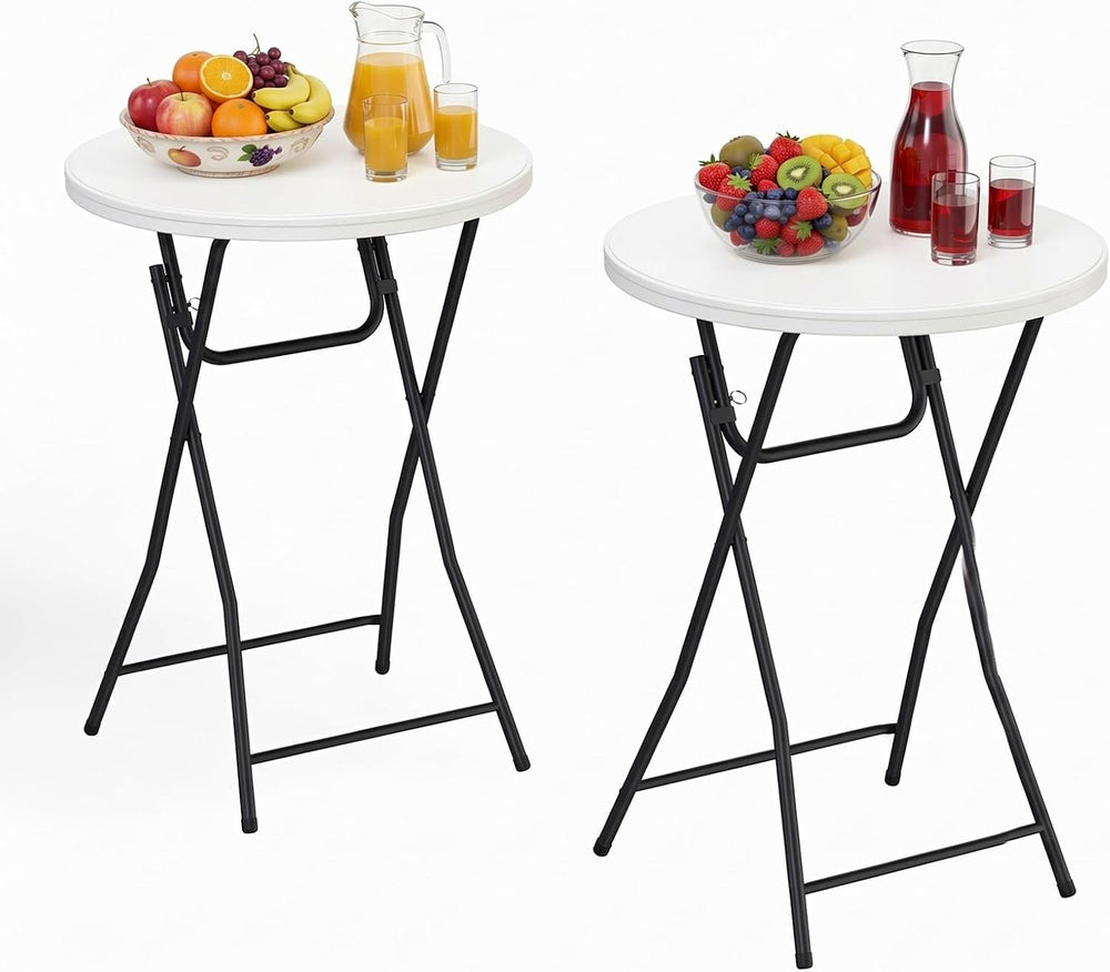 2 Pack Folding Table, 32 Inch Foldable Round Bar Table High Top Table