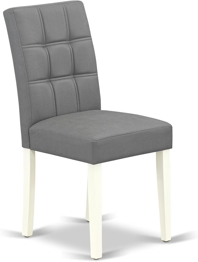 East West Furniture DOAS9-LWH-41 9 Piece Dining Table Set Includes A Kitchen Table and 8 Platinum Gray Polyester Fabric Person Chairs with Stylish Back- Linen White Finish