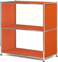 32-Inch 2-Tier Metal Bookcase, Open Shelf Storage Organizer for Living Room, Bedroom, Side Table or Nightstand Use, Modern DIY Assembly, Orange