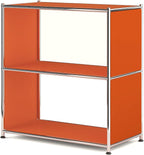 32-Inch 2-Tier Metal Bookcase, Open Shelf Storage Organizer for Living Room, Bedroom, Side Table or Nightstand Use, Modern DIY Assembly, Orange