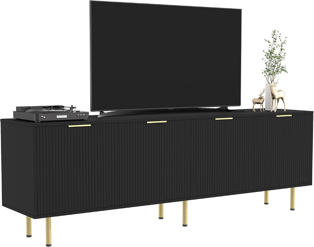 TV Stand for 80 Inch TV, Fluted TV Stand for Living Room, Mid Century Modern ...