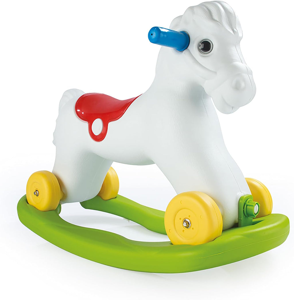 Dolu Wheeled Rocking Horse 2 in 1 Toddler Ride On Toy with Removable Sled and Push Along Option for Kids Ages 2 and Up, Indoor and Outdoor Play, White
