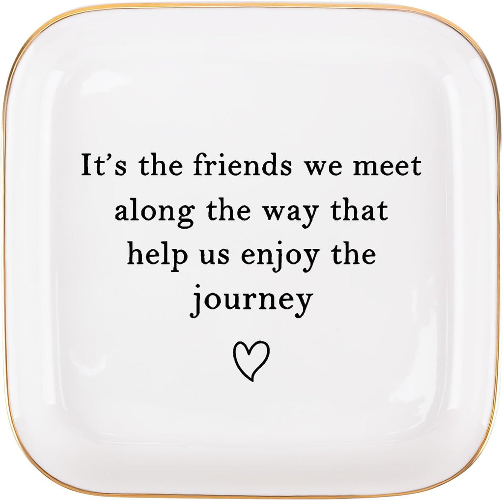 Best Friend Birthday Friendship Gifts for Women Jewelry Tray, Friendship Graduation Christmas Retirement Farewell Gifts for Best Friend BFF Coworkers Jewelry Ring Tray Dish