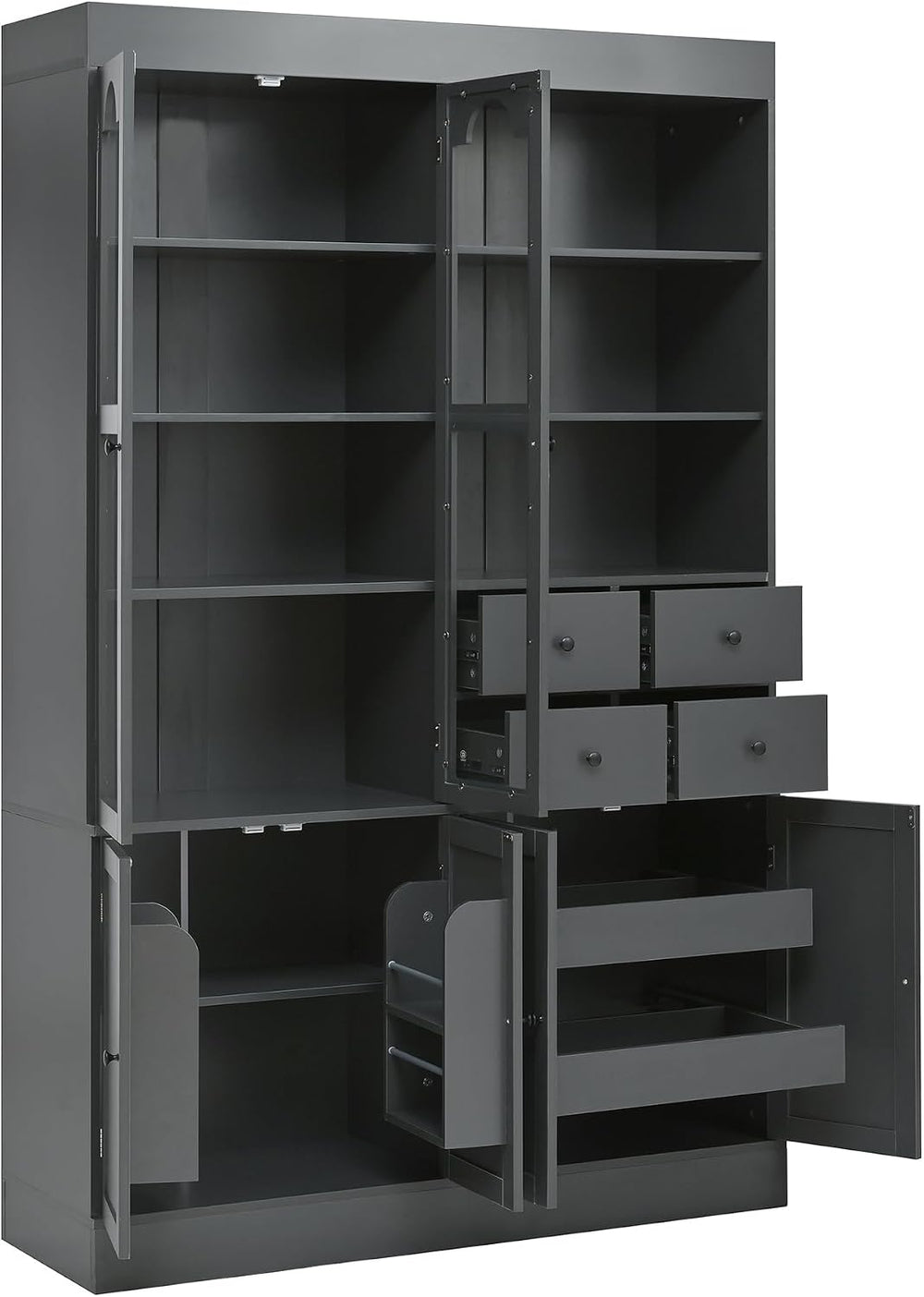 Tall Farmhouse Kitchen Pantry Storage Cabinet，47.2x15.7x75inch Freestanding B...