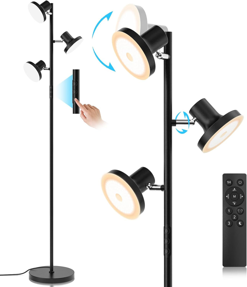 SIBRILLE 36W LED Tree Floor Lamp, Modern Dimmable Standing Lamp with Remote &...