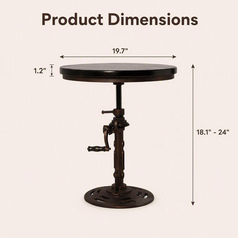 Farmhouse Small Bistro Table 18-24inch Adjustable Height Industrial Coffee Ta...
