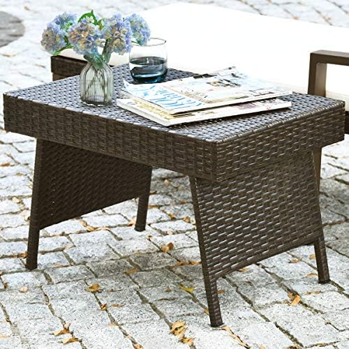 Tangkula Outdoor Folding Wicker Side Table