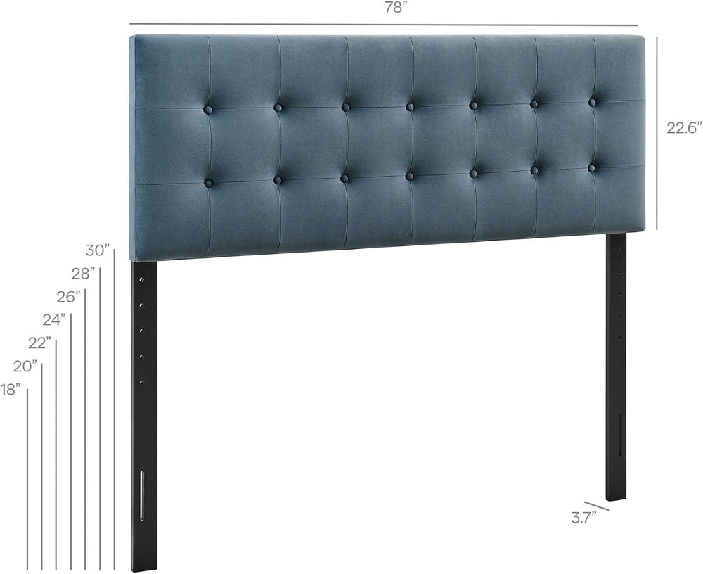 Modway Emily King Size Performance Velvet Headboard in Cadet Blue - Stain-Res...