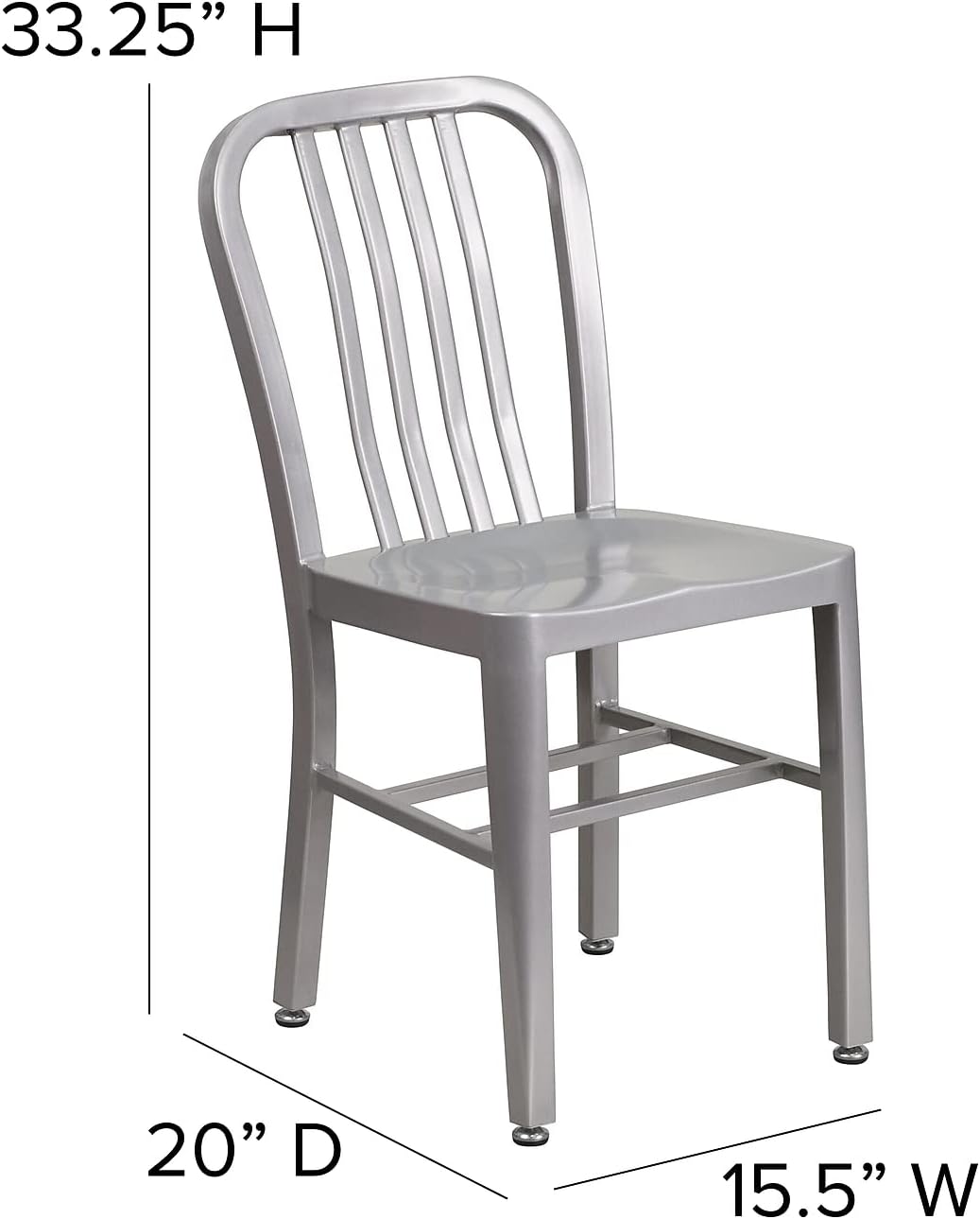Flash Furniture Gael Indoor/Outdoor Modern Metal Dining Chairs, Commercial-Grade Galvanized Steel Restaurant Chairs, Set of 2, Silver