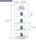 NUMENN 5 Tier Bookshelf, Tall Bookcase Shelf Storage Organizer, Modern Book Shelf for Bedroom, Living Room and Home Office, White