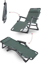 Sun Loungers Garden Chairs Recliners Adjustable Gravity Folding Reclining Lounge Beach Patio Camping(A+Cushion B)