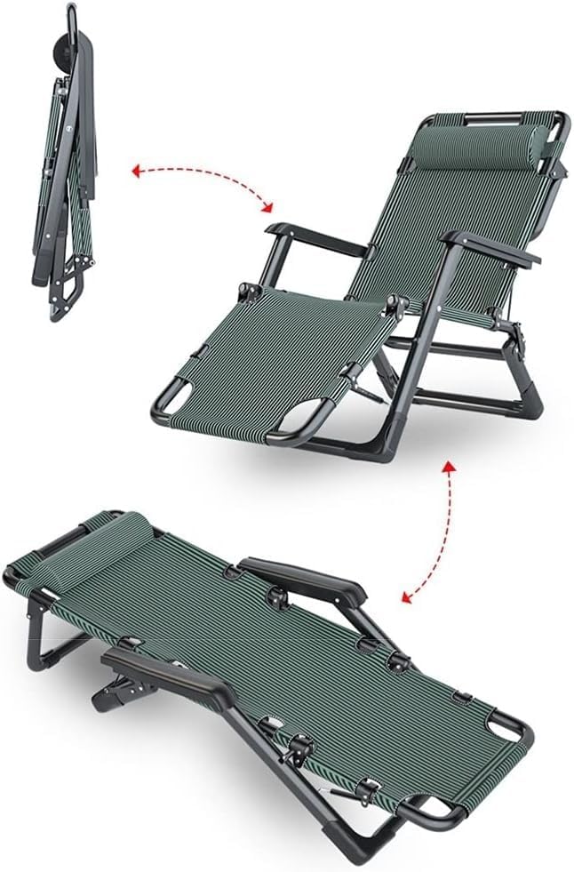 Sun Loungers Garden Chairs Recliners Adjustable Gravity Folding Reclining Lounge Beach Patio Camping(A+Cushion B)