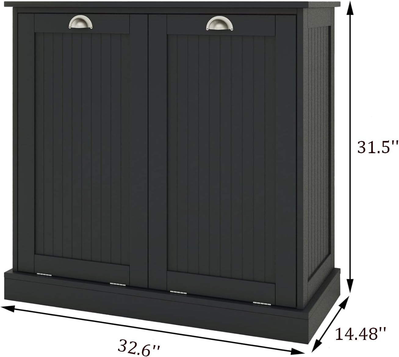 Tilt Out Laundry Hamper Cabinet with Removable Basket, Double Hidden Laundry Hamper Cabinet, Wood Bathroom Storage Cabinet, Free Standing Home Organizer, (Black)