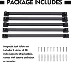 5 Pack Magnetic Tool Holder, Magnetic Strips Tool Magnet Bar PVC Coated for Garage Tool Organizer 16 In