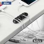 Cable Clips Cord Holder - 18 PCS Black Adhesive Phone Cord Organizer Charger Holder Cable Wire Management Clips Keeper for Nightstand, Desk, Office or Mouse