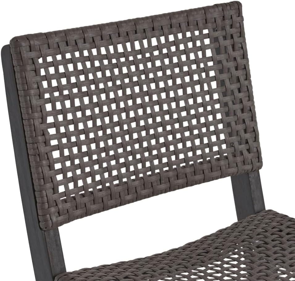 Saiveina 41.75" Outdoor Folding Acacia Wood Barstools with PE Rattan Bac...