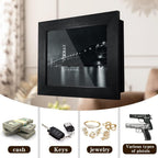 Hidden Gun Storage - Gun Safe Pistol Storage, 11"x14" Matted to 8"x10" Concealment Furniture Secret Decor Solid Wooden Handgun Picture Frames Box