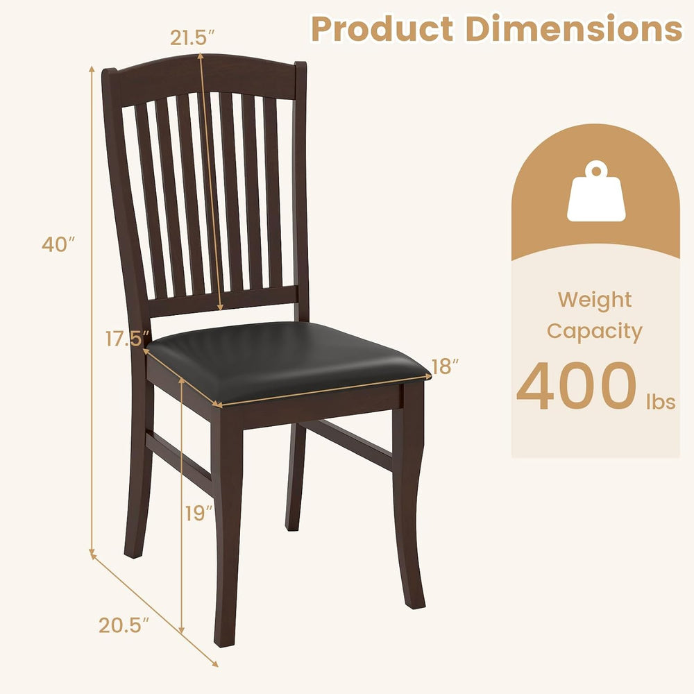 GOFLAME Wooden Dining Chairs Set of 4, Upholstered Kitchen Chairs with PU Lea...
