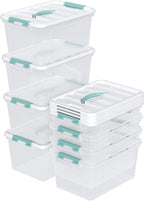14 Qt Stackable Plastic Storage Bins with White Lids, Clear Latching Storage Organizer Box, 8 Packs