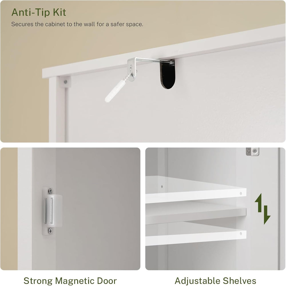 WEENFON Tall Bathroom Cabinet, Storage Cabinet with 6 Shelves & Drawer, B...