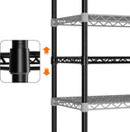 SINGAYE 5 Adjustable Heavy Duty Garage Shelving Wire Shelves Metal Standing Units Bathroom Organizers and Storage Shelf Closet Metal Pantry Kitchen 18" DX46 WX77 H Black