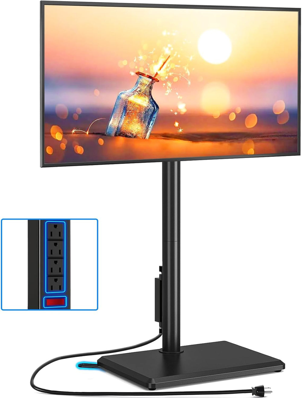 Rfiver Swivel Floor TV Stand with Power Outlet for 32-65 inch TVs, Height Adj...