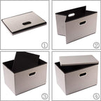 PRANDOM Large Foldable Storage Bins with Lids [5-Pack] linenFabric Decorative Storage Boxes Organizer Containers Baskets Cube with Handles Divider for Bedroom Closet Office Light Grey(17.7x11.8x11.8)