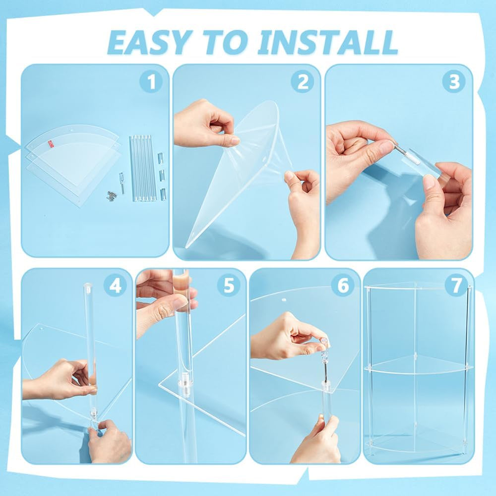 AHANDMAKER Clear Acrylic Corner Table 11.61in L x 11.61in W x 25.59" H F...