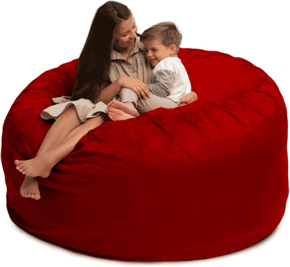 Ultimate Sack 6000 6-Foot Bean Bag Chair, Red Suede Cover – Oversized Foam Lo...