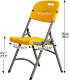 Folding Chairs, Heavy Duty Foldable Chair Portable HDPE Plastic Seat with Steel Frame for Indoor Outdoor(Green)