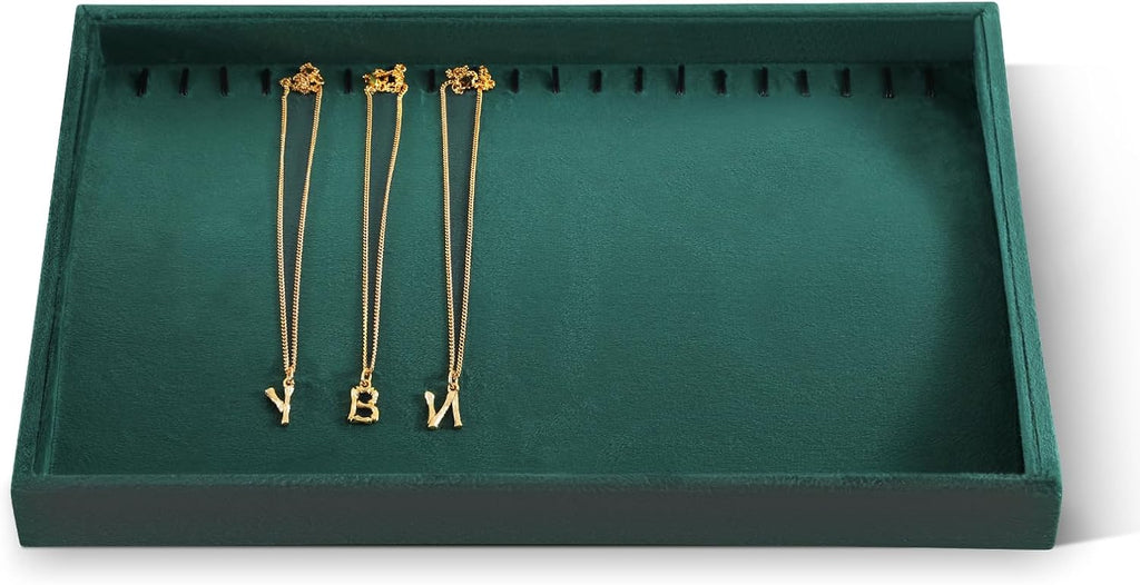 Necklace Storage Tray, Velvet Bracelet Display, Premium Jewelry Organizers,Luxury Bracelet Organizer,Green Necklace Display