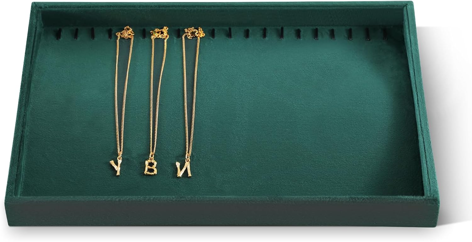 Necklace Storage Tray, Velvet Bracelet Display, Premium Jewelry Organizers,Luxury Bracelet Organizer,Green Necklace Display