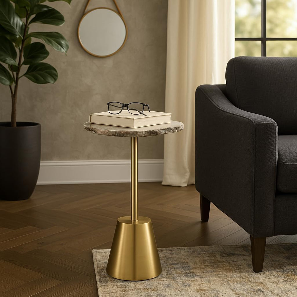 Classy End Table, Side Table, or Night Stand - Raw Agate Drink Table with Sli...
