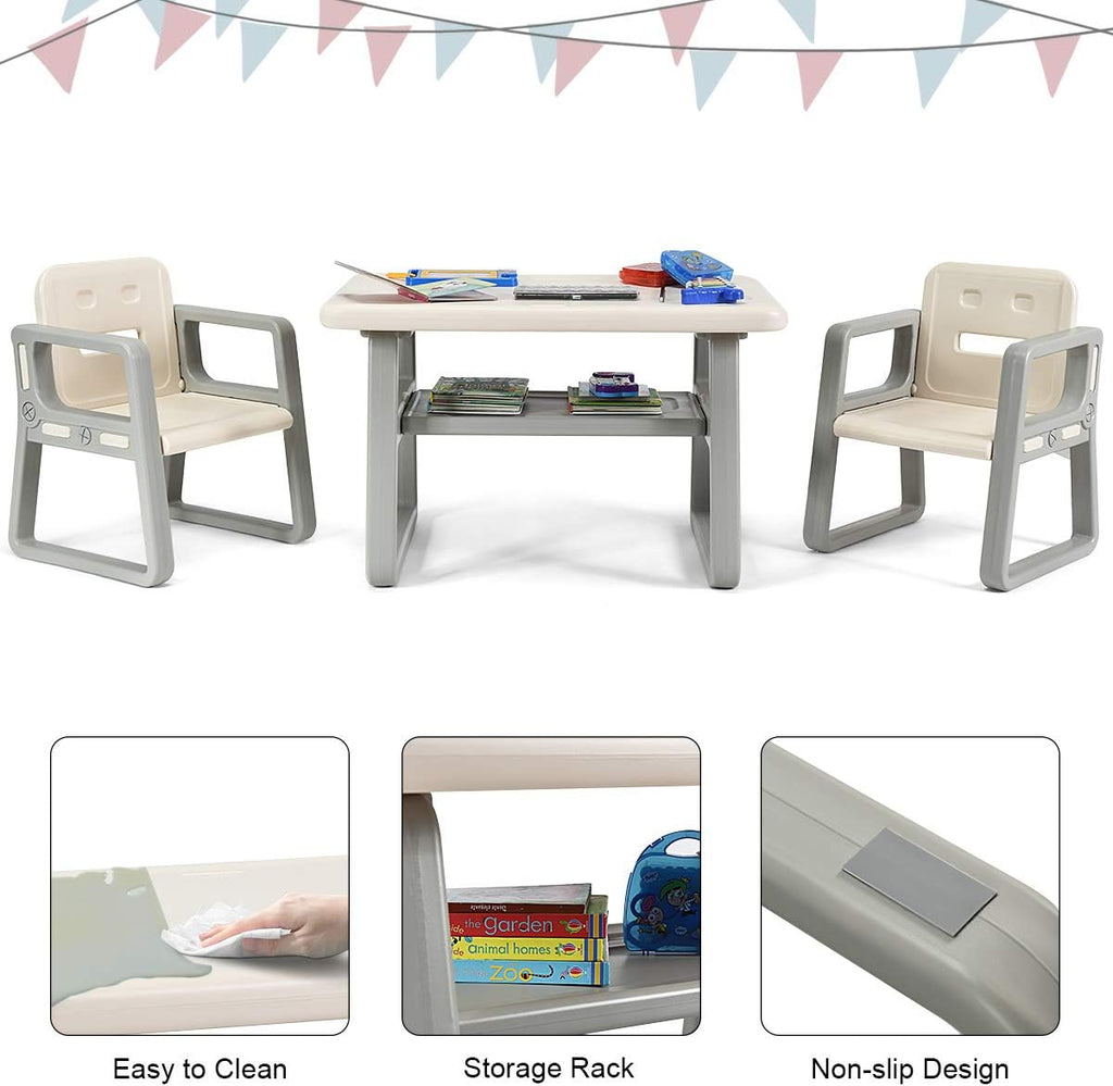 Costzon Kids Table and Chair Set, Children Activity Table & 2 Chairs w/Storage Rack for Toddler Arts, Crafts, Reading, Drawing, Playroom, Preschool, Gift for Boys & Girls, Toddler Table and Chair Set