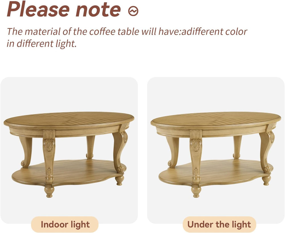 LKTART 3-Piece Coffee Table Set, Coffee Table and Round End Tables Set of 2, ...