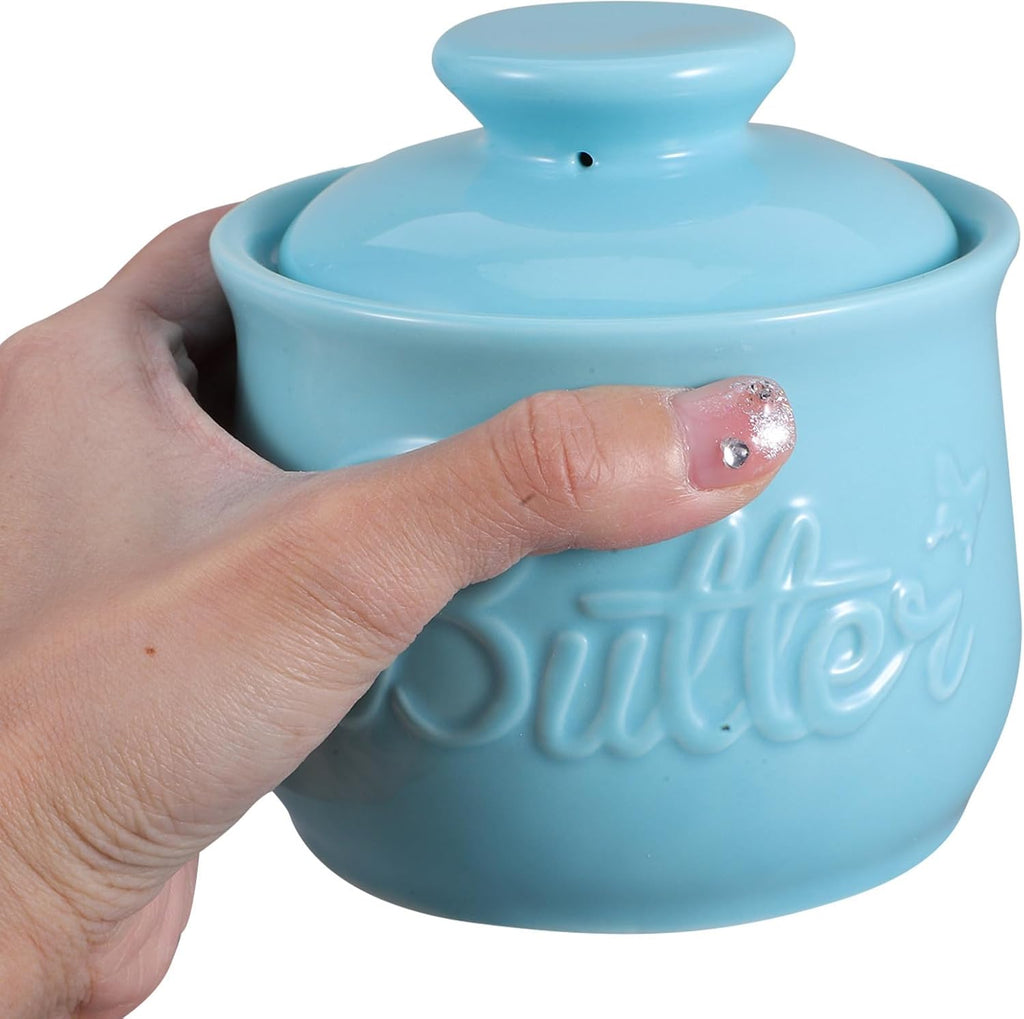 BESPORTBLE Ceramic Butter Crock with Lid for Countertop Large Capacity Porcelain Butter Keeper Container Elegant White for Kitchen Freshness Preservation Farmhouse Decor