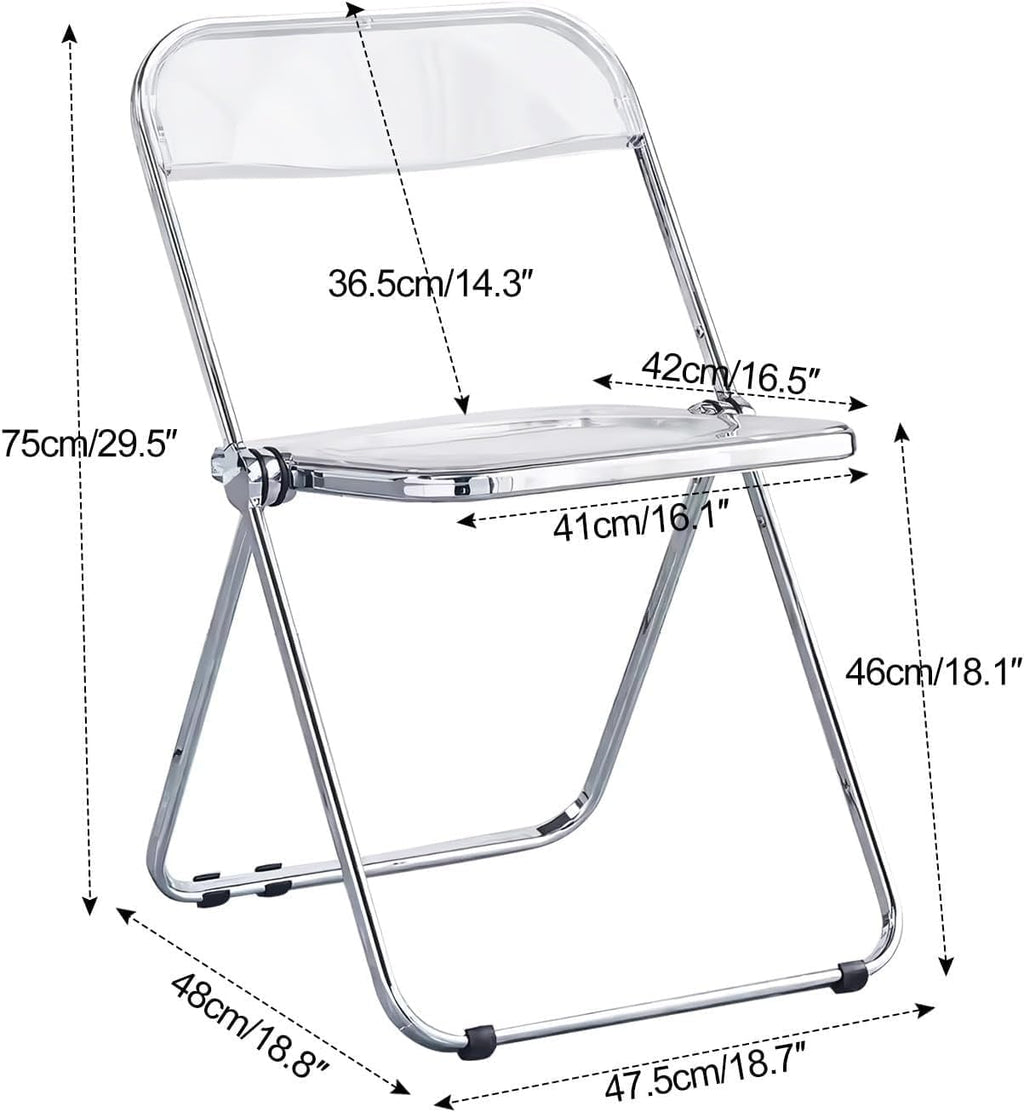 Transparent Acrylic Folding Chairs, Clear Acrylic Bearing Weight 200lbs, PC Plastic Living Room Seat,(Transparent)