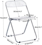 Transparent Acrylic Folding Chairs, Clear Acrylic Bearing Weight 200lbs, PC Plastic Living Room Seat,(Transparent)