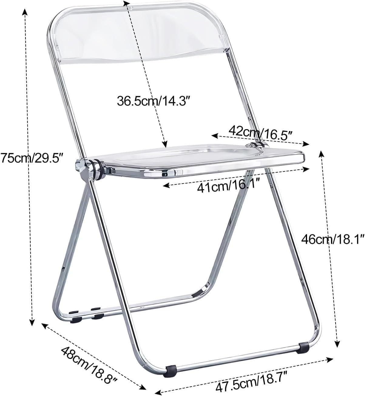 Transparent Acrylic Folding Chairs, Clear Acrylic Bearing Weight 200lbs, PC Plastic Living Room Seat,(Transparent)