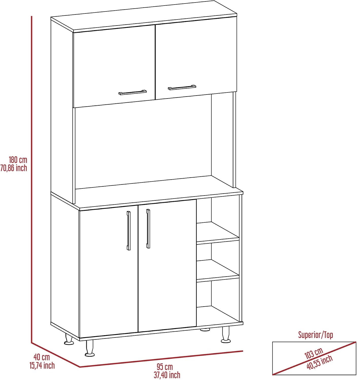 Pantry Cabinet Wine Sideboard, Freestanding Storage Locker for Kitchen Living Room,for Kitchen Home